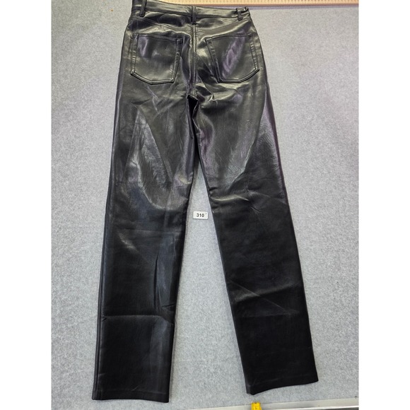 Wilfred Aritzia Black Vegan Leather Straight Leg Pants Size 2 High Rise Pants - Picture 11 of 15